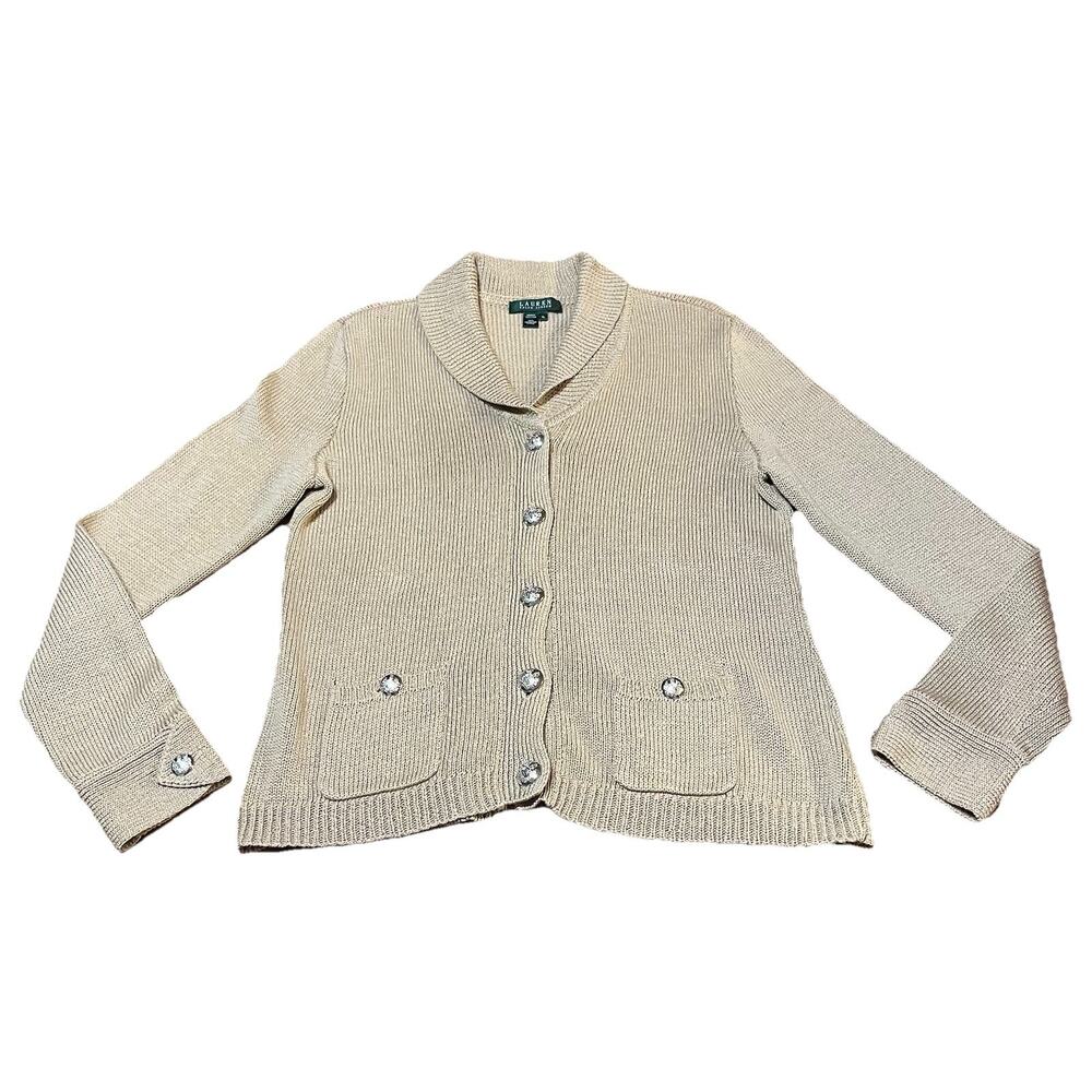 Lauren Ralph Lauren Brown ladies Cardigan Sweater Camel Women Tan Size XL